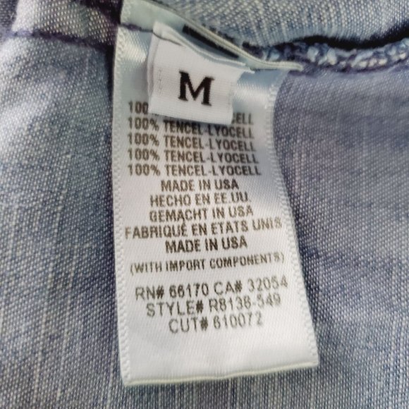 Cloth & Stone Anthropologie Bell Sleeve Denim Blue Jean Shift Dress Sz M - Picture 6 of 6